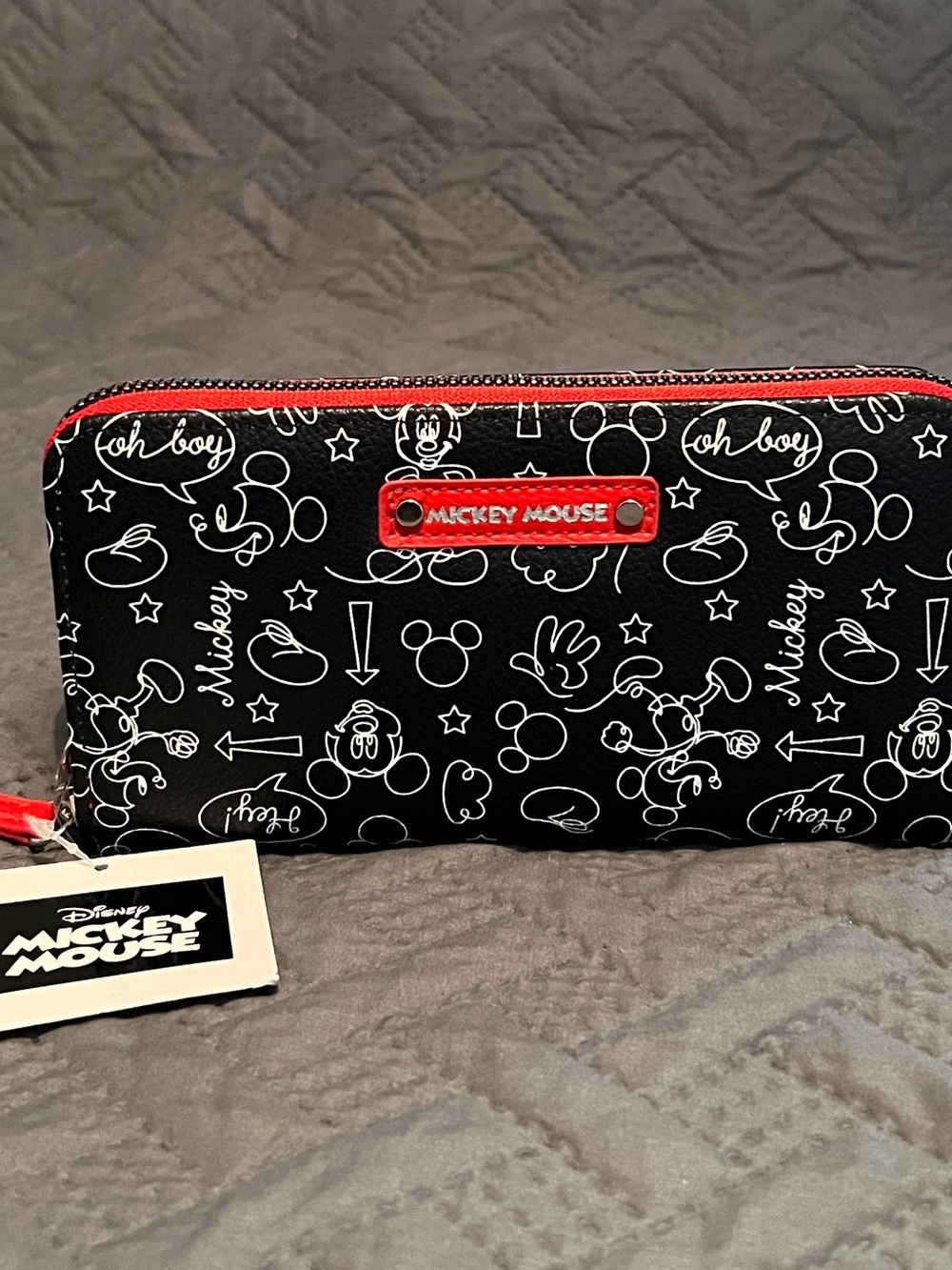 Disney Mickey Mouse Black and Red Kids Zip Wristlet Wallet